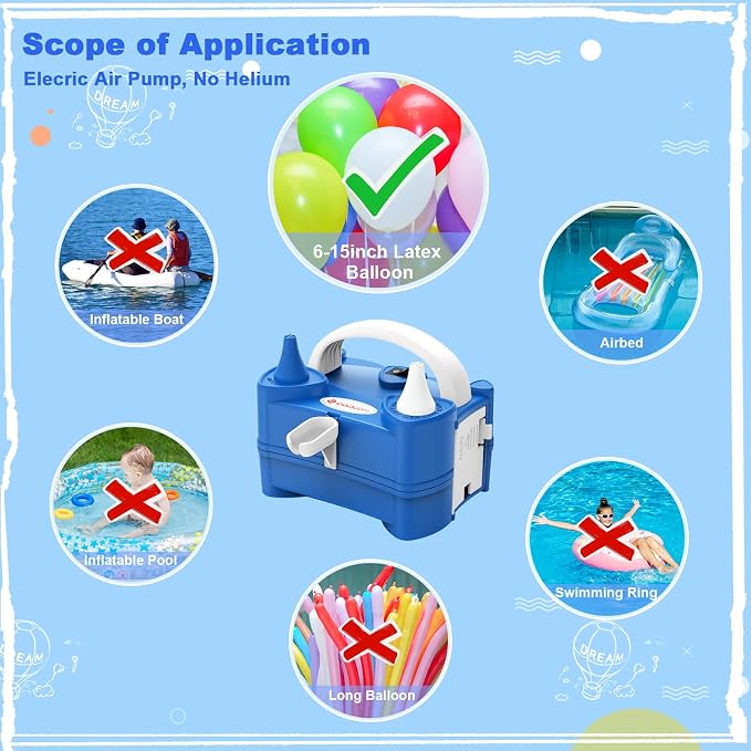 IDAODAN Electric Air Balloon Pump Portable Dual Nozzle 110V 600W Electric - Image 6