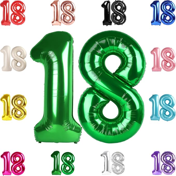 Green Number 18 Balloon 40 Inch by IWERP