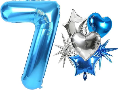 TONIFUL 7th Birthday Balloons Kit 40 Inch Blue Large Number 7 Foil Balloon | by TONIFUL