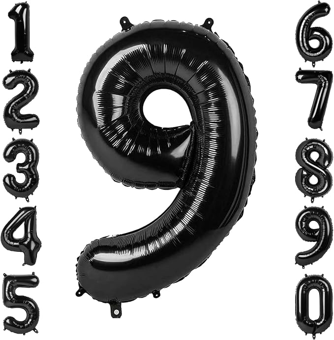 Black Number 9 Balloon 40 Inch, Foil Numeral by Unknown