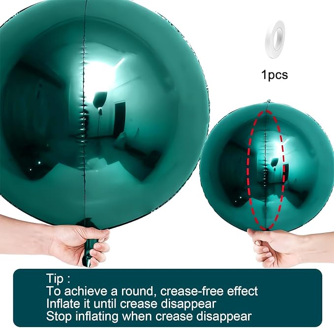 12Pcs Dark Green Round Foil Balloons, Metallic Green Foil Balloon - Image 6