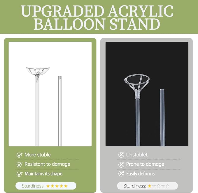 Aneco 6 Pieces Clear Acrylic Balloon Stand Set 15.7 Inches Height Balloon - Image 5