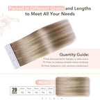 Sindra Invisi Edge Tape in Extensions Human Hair, Invisible Tape in Hair Extensions Ash Brown mixed Platinum Blonde and Ash Blonde Natural Seamless 16 Inch 45g 20pcs/pack
