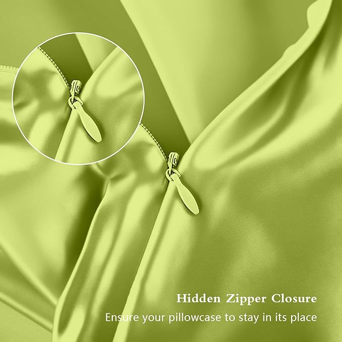 Mulberry Silk Pillow Cases Standard Size, Silk Pillowcase for Hair and Skin, Both Sides Natural Silk Satin Pillowcase for Sleeping Women with Zipper, Gifts for Women Men, Olive Green