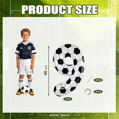 40 Inch Soccer Number 9 Foil Balloon, Soccer Birthday Party Decorations | - Image 2