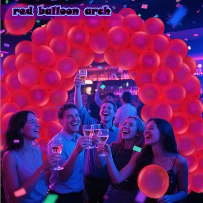 100 Pcs UV Neon Red Balloons 12 inch Neon Party Supplies, Glow in the Dark - Image 8