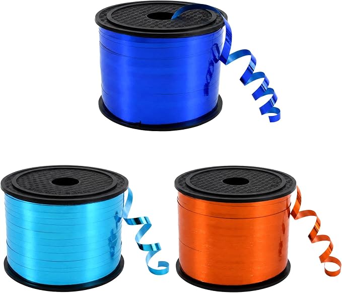TONIFUL Blue Light Blue Orange Curling Ribbon Balloon String Gift Wrapping | by TONIFUL