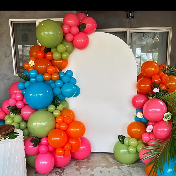 Tropical Balloons, 12 Inch Teal Metallic Gold Orange Pink Hot Fruit Green - Image 4