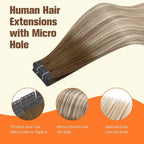Full Shine Balayage Tape in Hair Extensions Human Hair Color 3/8/22 Dark Brown to Ash Brown and Blonde Seamless Tape in Extensions 12Inch 30G 20PCS Invisible Skin Weft Pu Tape in with Holes