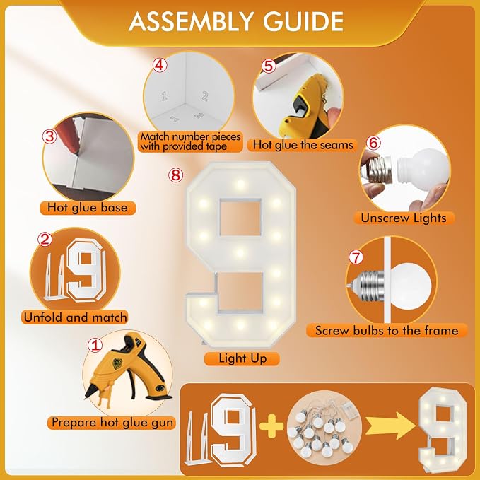 4FT Light Up Numbers Letters, Mosaic Numbers - Image 3