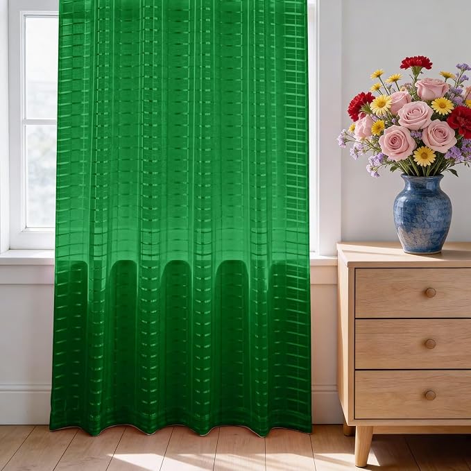 SpaceDresser Check Sheer Curtains 108 Inches Long - Image 3