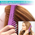 2-Pack Wide-Tooth Anti-Static Comb Set-6.1inch Handle-Free Design, Suitable for Curly, Wet & Dry Hair, Portable Travel Detangling Comb (Purple+Blue)
