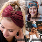 Extra Wide Headbands for Women Large Turban Headband Non Slip Boho Elastic Hairband Hair Twisted Knot Head Bands Accessories