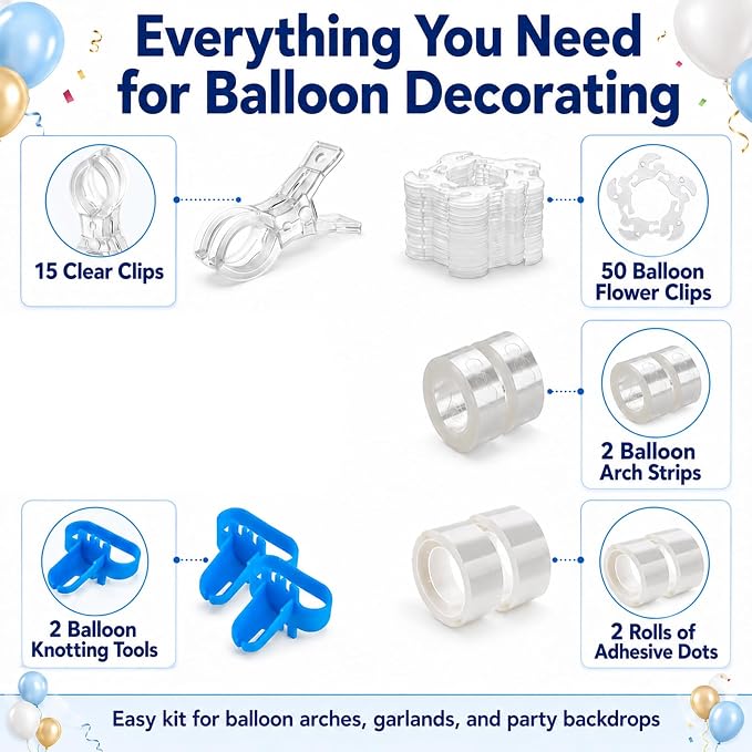 15 Pack Balloon Arch Clips, 3.5" Clear Spring Clamps - Image 2
