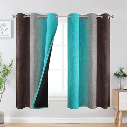 Brown and Teal Blackout Curtains & Drapes by ESTELARTEXTILER