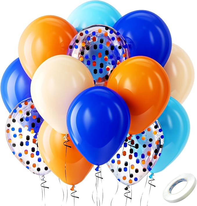 Bezente Blue and Orange Party Latex Balloons Kit 60pcs 12-in by Bezente