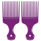 2 Pcs Hair Pick Comb Wide Tooth Lift for Hair Styling Detangling Plastic Afro Comb for Women Men (Purple)