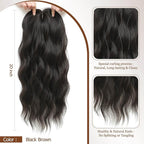 MORICHY Hair Toppers for Women Clip in Hair Topper with Bangs 20inch Black Brown Long Wavy Curly Synthetic HairPieces for Women