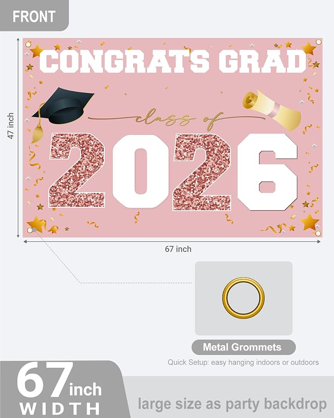 Class of 2026 Graduation Banner 47x67" - Image 3