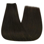 YoungSee 100g Wire Human Hair Extensions Dark Brown Hair Extensions Invisible Wire Brown Easy to Wear Fish Line Hair Extensions Remy Hair 20In