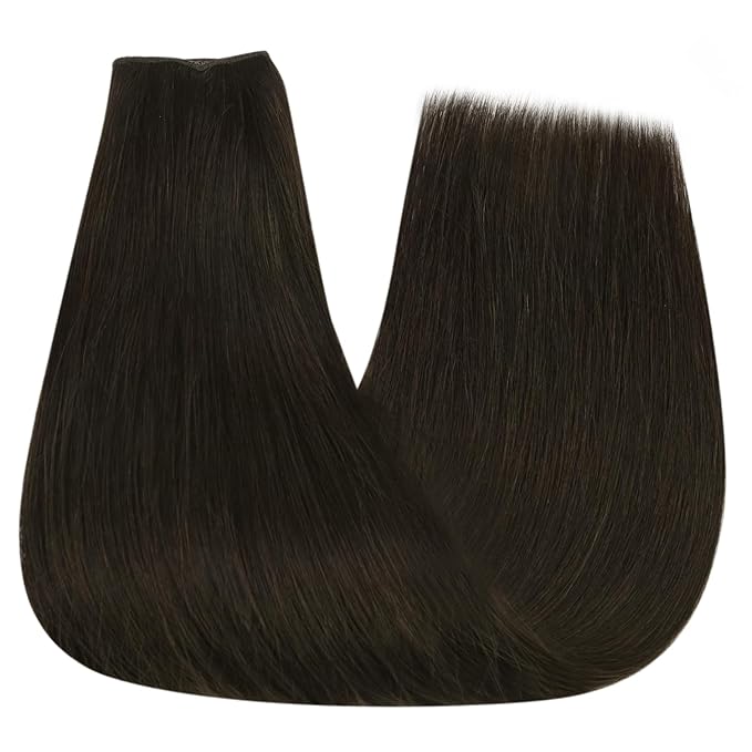 YoungSee 120G Wire Hair Extensions Real Human Hair Darkest Brown Wire Human Hair Extensions Brown Natural Human Hair Headband Extensions for Women 16Inch
