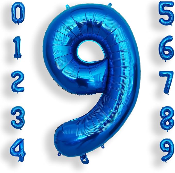 AULE 40 Inch 9 Blue Balloon Number Foil 0-9 Birthday Big Numbers | Birthday by AULE