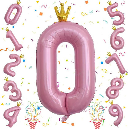 Light Pink Number 0 Balloons for Girls, 40 Inch Foil Large Pastel Pink - Image 7