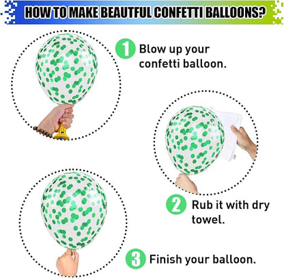 Blue Green Balloons 12 Inch Royal Blue Fruit Light Green Confetti Balloon - Image 7