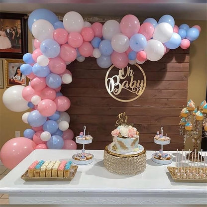 Pink Blue White balloons, 30 Pieces Pastel Pink White Blue Latex Balloons - Image 5
