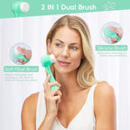 Facial Cleansing Brush, Spa Headband for Washing Face, Skincare Headband and Wristband Set, 2-in-1 Skin Care face Brush, Come with a Hair Scrunchie, for Massaging Makeup Skincare-Blue