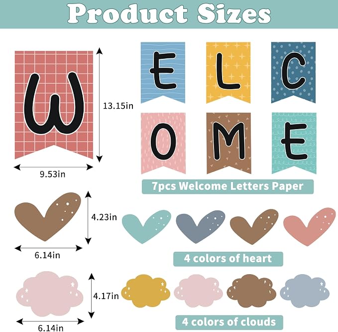 57pcs Boho Rainbow Welcome Banner Welcome Bulletin Board Set - Image 2