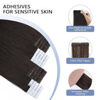 COOKAYU Invisible Tape in Hair Extensions, Invisi Edge Human Hair Dark Brown 40g 20pcs 18Inch Seamless Tape in Human Hair Extensions Straight