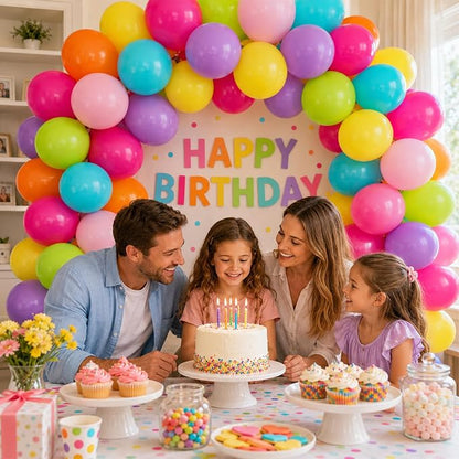 Rainbow Balloons, Hot Pink, Teal Blue, Kids Birthday Luau Beach Summer Pool - Image 5