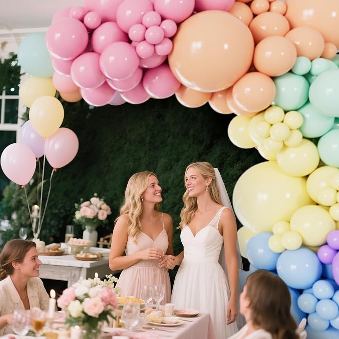 Pastel Rainbow Balloons Arch Garland Kit Different Sizes 18 12 5 Inch Latex - Image 3