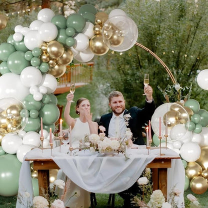 Sage Green Gold Balloon Arch Kit Green Balloon Garland Kit | 126 Pcs White - Image 5