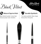 Silver Brush Limited WC-3000S Black Velvet Master Watercolor Set, Set of 3, Size 3/4 Inch Oval Wash, Size 8 Round, and Size 1 Script Liner Paintbrushes, Short Handle
