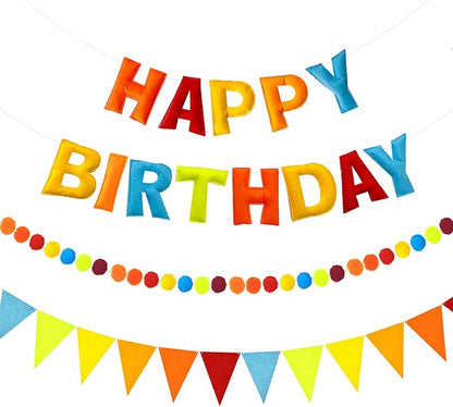 CANREVEL 3 PCS Pre-Strung 3D Happy Birthday Banner Decorations, Happy Birthday by CANREVEL