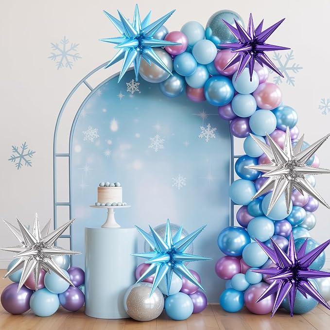 Purple Blue Silver Star Balloons, 22/27 Inch Blue and Purple Silver Star Shaped - Image 4