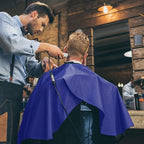 Barber Cape for Men-Waterproof Large Hair Cutting Cape-Professional Styling Adults Self Haircut Apron,Hair Salon Nylon Blue Capes, with Adjustable Snap Closure,Barber & Home Use & Gift Giving