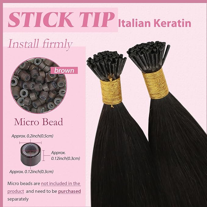 YoungSee I Tip Hair Extensions Dark Brown 22Inch I tip Hair Extensions Human Hair Brown 50g Itip Hair Extension Human Hair 50s Itips Natural Hair Extension for Straight Hair