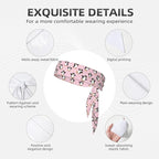 Men's Women Novelty Sports Sweat Bands Hair Decor for Sports Workout Spa, Long Boho Style Cute Cartoon Penguin And Heart Pink Head Band Headdress