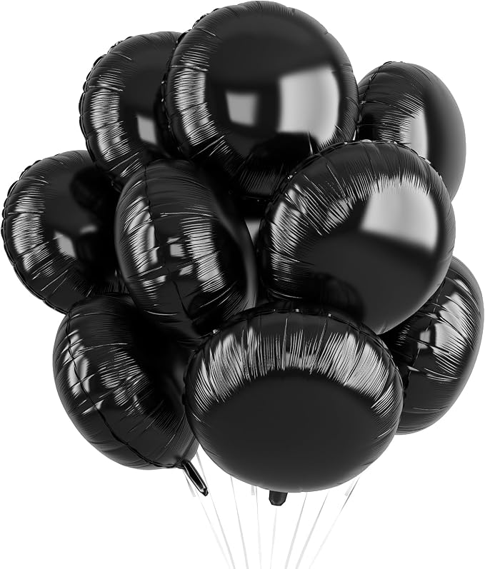 20PCS Black Round Shaped Balloons, 18 Inch Round Foil Balloon, Giant Round by Paready