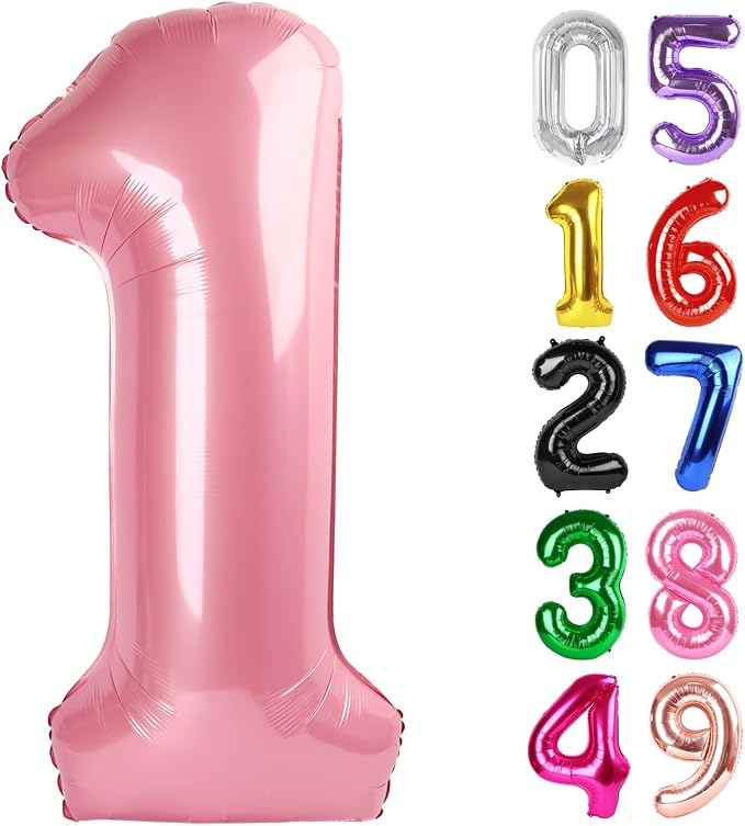 Pastel Pink Number 1 Balloon 40 Inch, 1st Birthday Decorations Men Women | Foil by IWERP