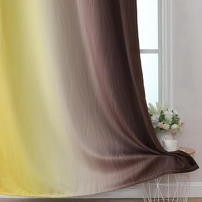 Brown and Yellow Blackout Curtains 45 Inch Length, Full Light Blocking Gradient - Image 6