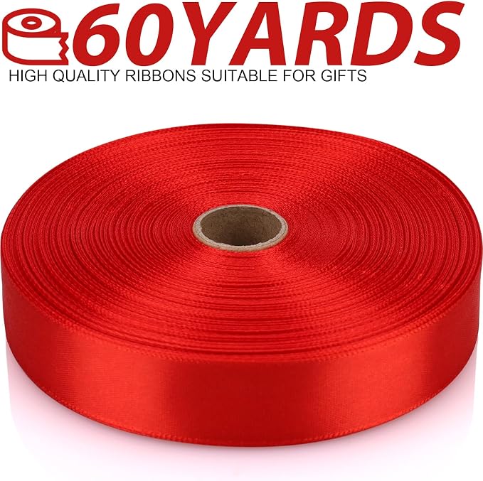 7/8 Inch 60 Yards Red Satin Craft Ribbon-Single Face Polyester Ribbon - Image 2