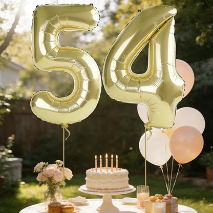 40 Inch Number 54 Balloons for 54th Birthday Party Decorations, 0-100 Champagne - Image 3