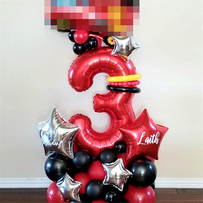 40 Inch Red Large Numbers Balloons 0-9, Self Inflating Foil Number 5 Helium - Image 8