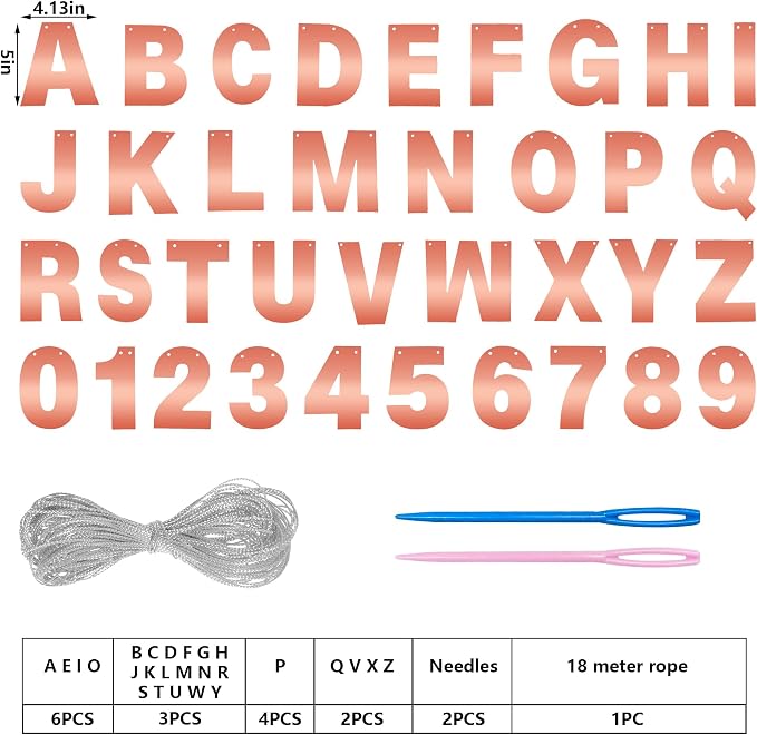 DIY Banner Kit with Letters Bright Rose Gold Customizable Birthday Banners - Image 2