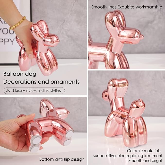 Notakia Cute Ceramics Balloon Dog Statue Crafts Living Room Desktop Decorations - Image 4