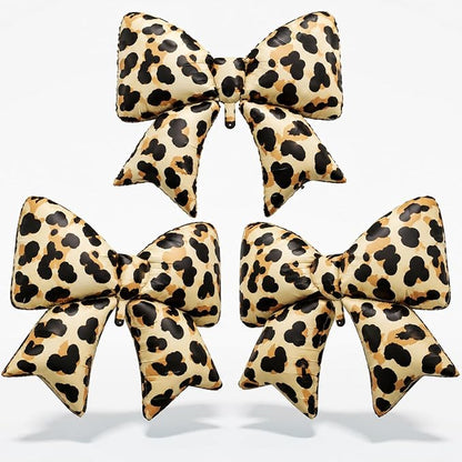 Cheetah Print Bow Balloons 3pcs, Cheetah Leopard Print Birthday Party by Togvu